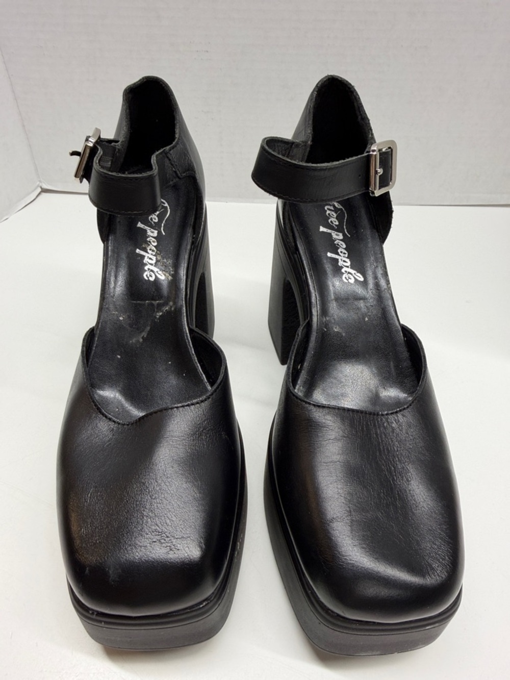Free People Gwen Mary Jane Platform Pumps High Heel Leather Shoes Black Size 10 - Picture 3 of 11